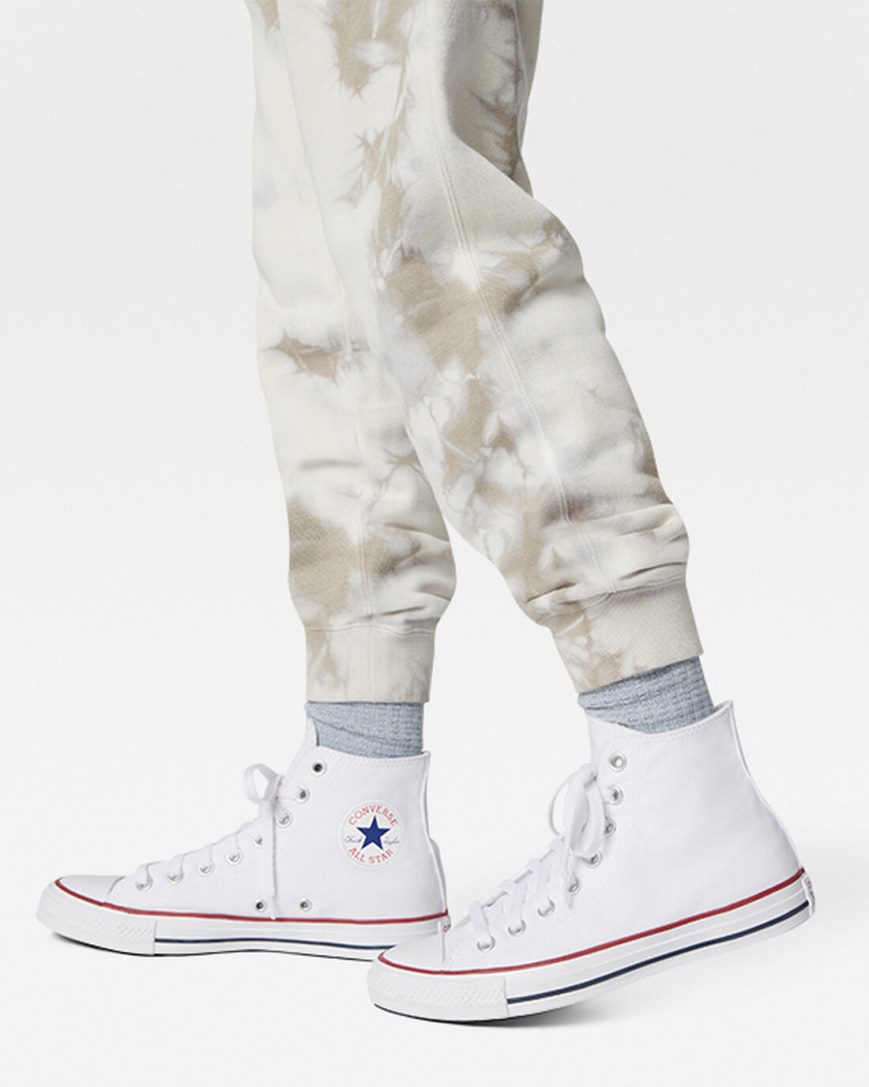 Tepláky Converse Go-To Star Chevron Washed Standard Fit Panske Biele | SK HCRNA3